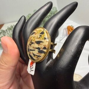 Handmade adjustable animal print ring